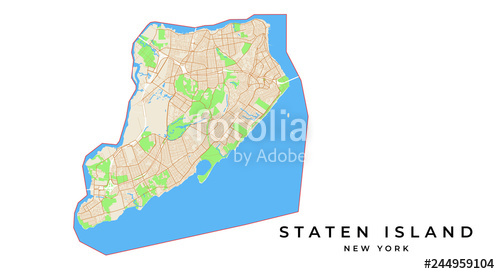 500x274 Vector Map Of Staten Island, New York, Usa Stock Image