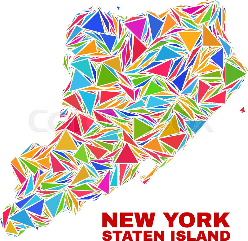 800x778 Mosaic Staten Island Map Of Triangles Stock Vector Colourbox