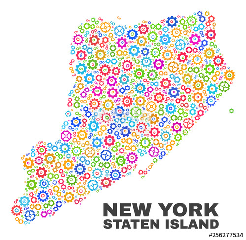 500x488 Mosaic Technical Staten Island Map Isolated On A White Background