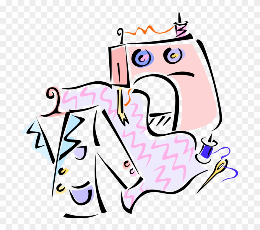 880x780 Vector Illustration Of Home Sewing Machine For Stitching Clipart