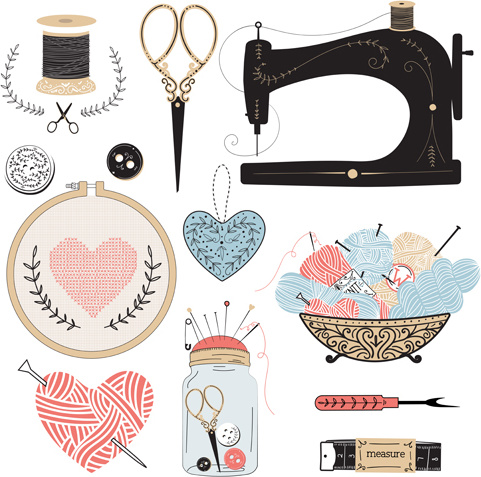 481x477 Hand Sewing Design Elements Vector Free Vector In Encapsulated