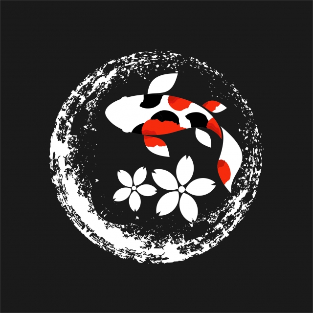 640x640 Koi Logo Japan Fish Japanese Symbol Background Illustration Vector