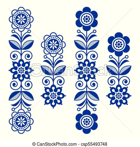 450x470 Scandinavian Floral Design Elements, Folk Art Patterns