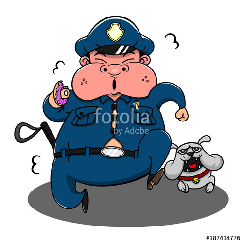 500x500 Big Fat Cop Exhausted While Chase A Criminals Cartoon Vector