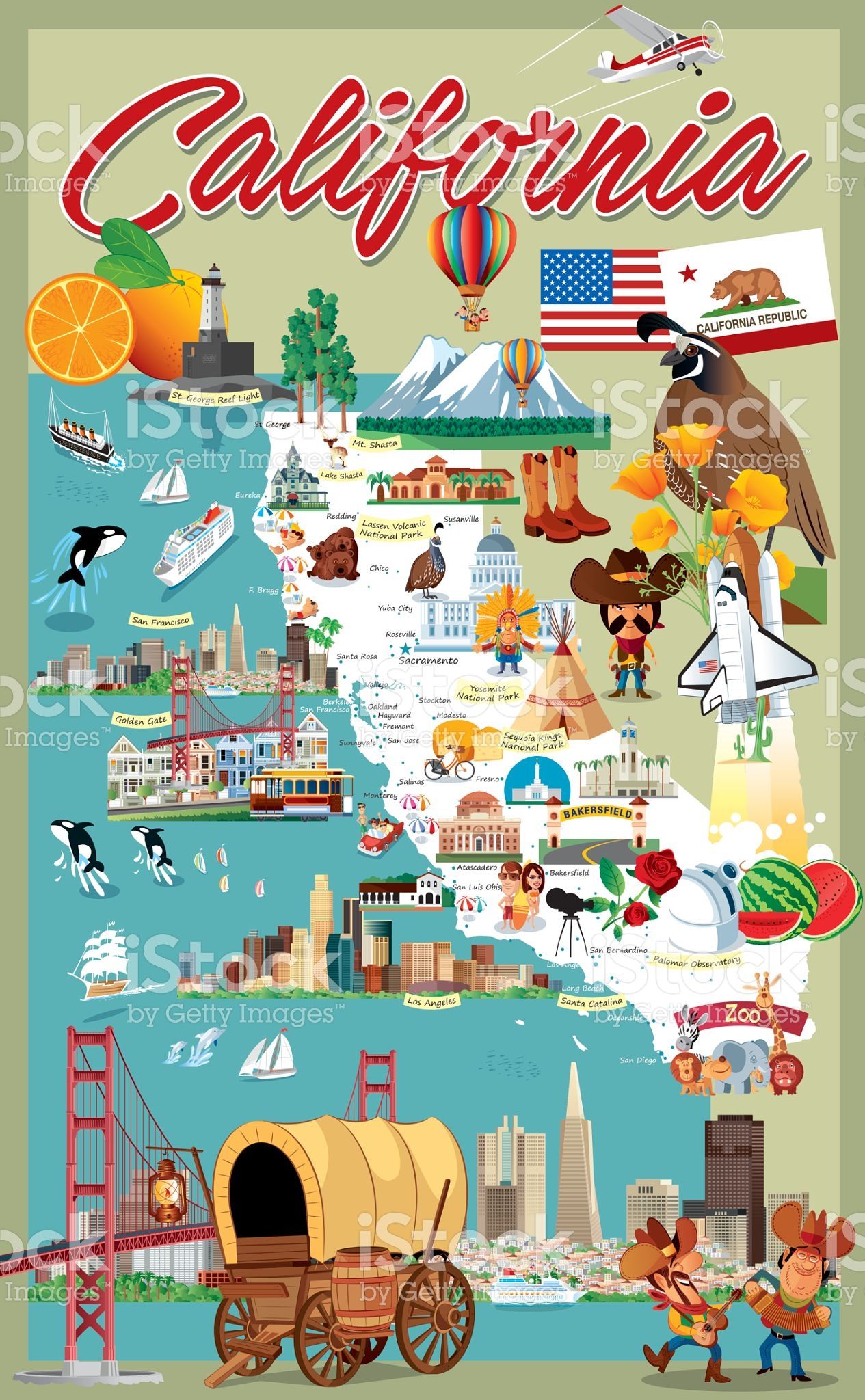 1265x2048 Cartoon Map Of California In California Map