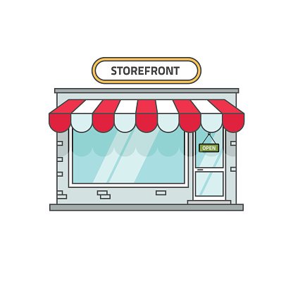 416x416 Store Vector Illustration Isolated, Storefront Front View, Shop