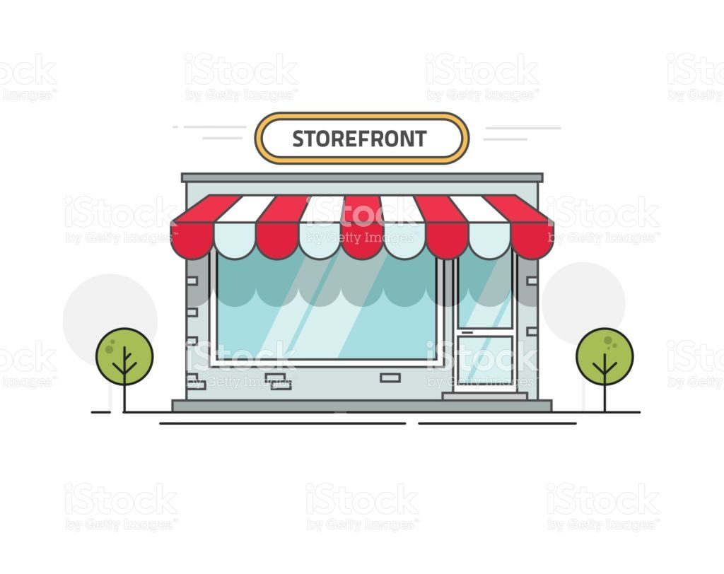 1024x812 Store Or Shop Front View Vector Illustration, Cartoon Line Outline