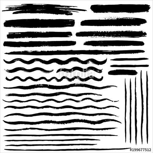 Set Of Various Vector Brush Strokes Wide And Thin Lines 500x500 Set Of Various Vector Brush Strokes Wide And Thin Lines