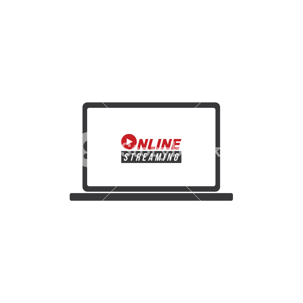 1000x1000 Online Streaming Laptop Flat Icon Cartoon Vector Art Royalty Free