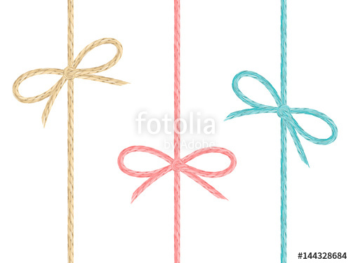 500x375 Colored Linen String Bows Set Cute Ribbons From Realistic Flax