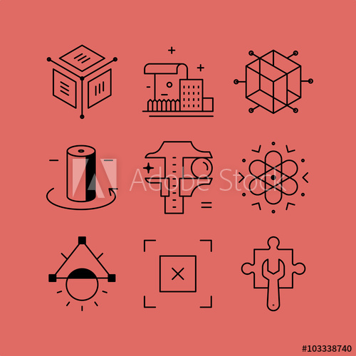 500x500 Set Of Line Vectors Icons In The Flat Style Structural