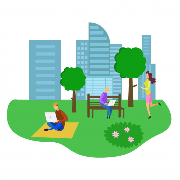 626x626 Man On Bench Male Student Work Notebook Woman Run Vector Premium