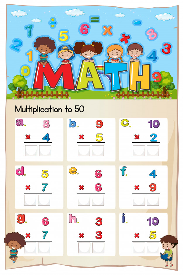 626x941 Mathematics Multiplication Work Sheet For Student Vector Premium