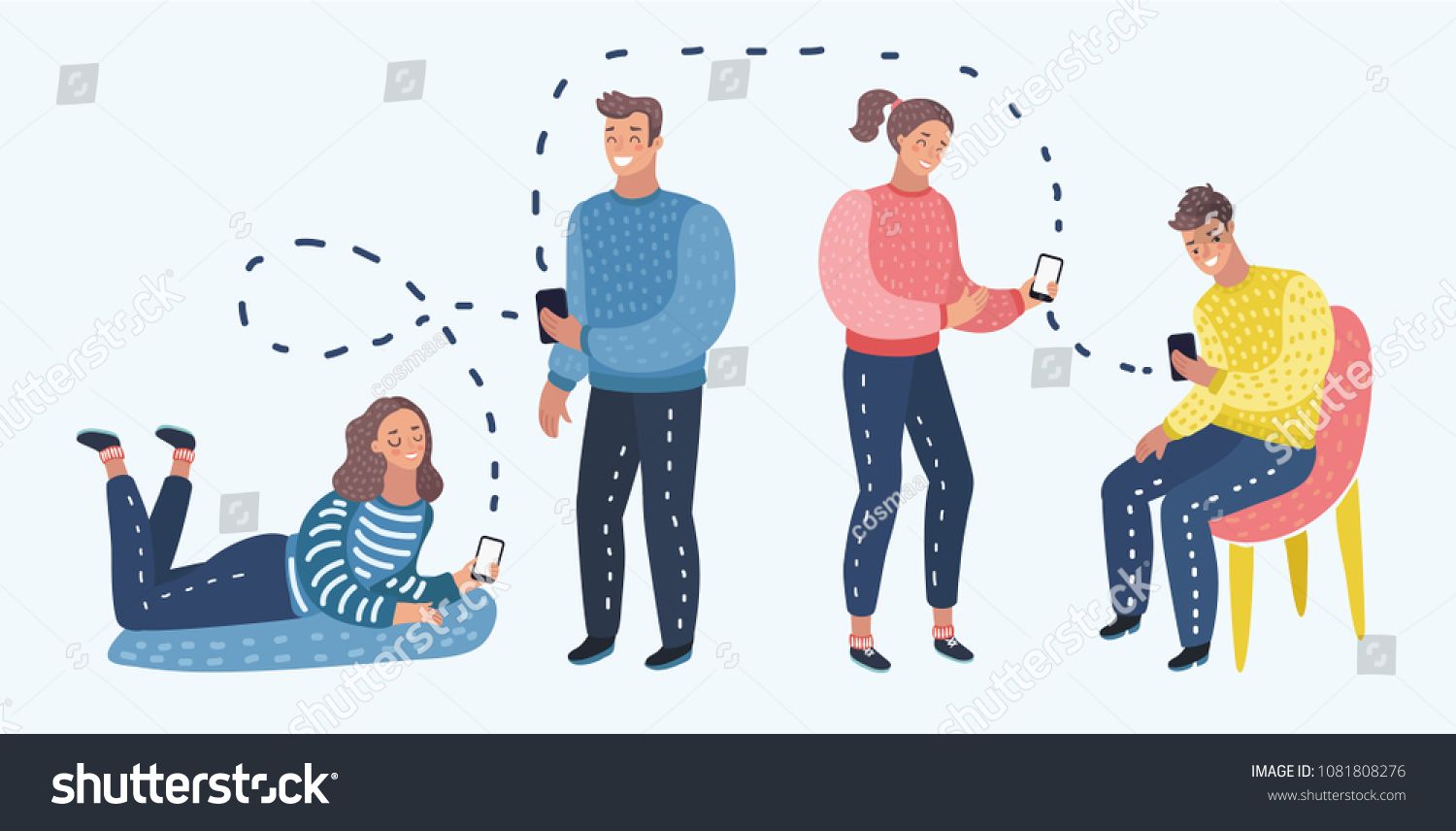 1500x856 Vector Cartoon Illustration Of Students Or Working Group