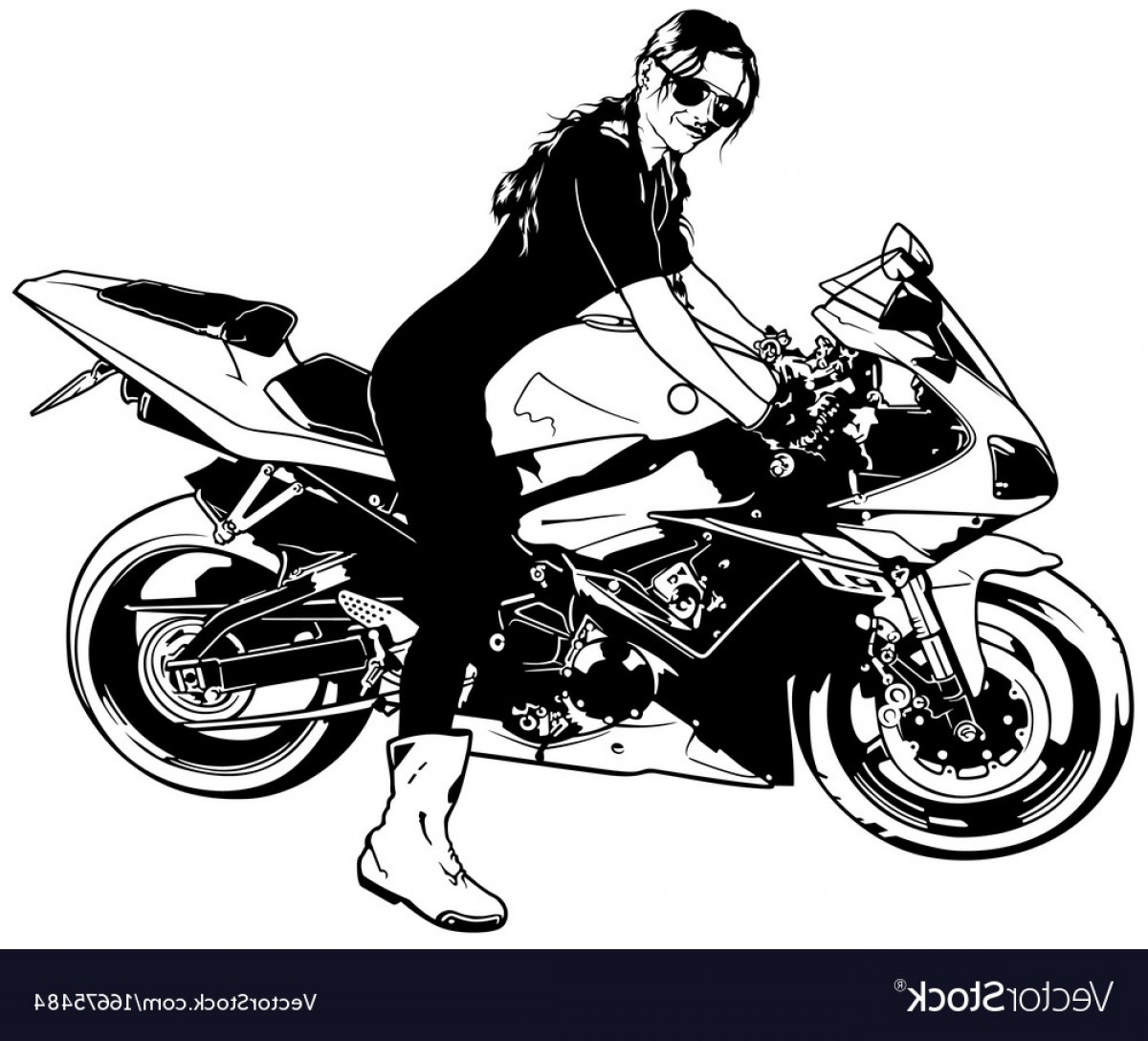 1200x1088 Woman Motorcycle Stunt Vector Cqrecords