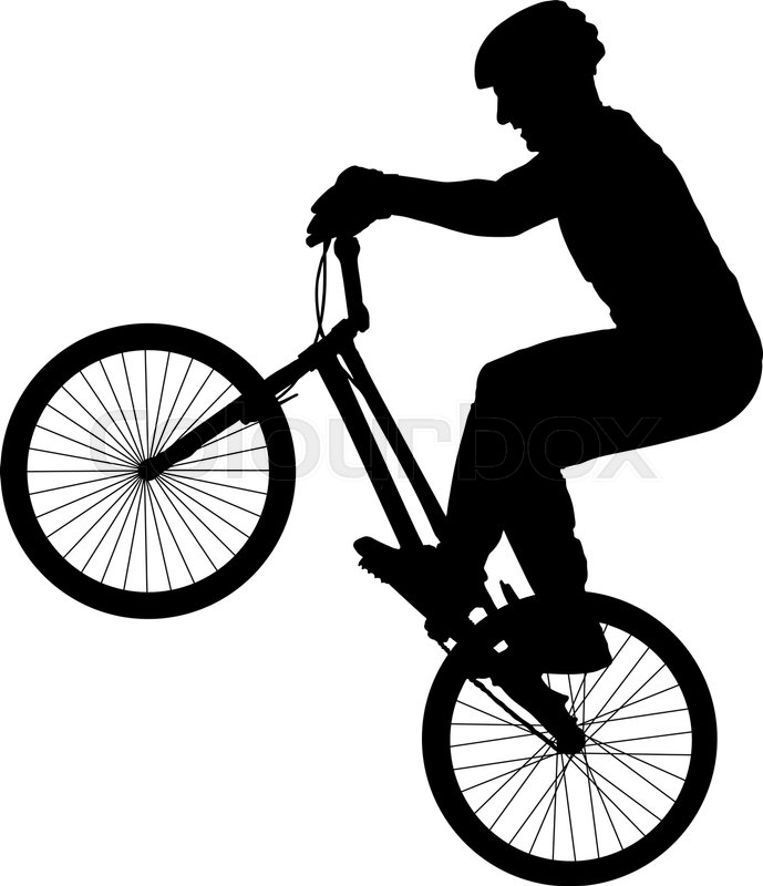 689x800 Cyclist Performs A Trick, Rider Trial Stock Vector Colourbox