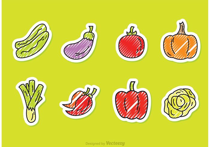 700x490 Scribble Vegetable Vector Style Icons
