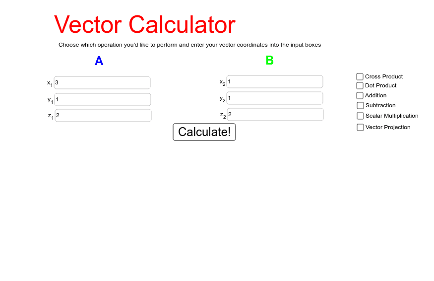 Vector Addition And Subtraction Calculator