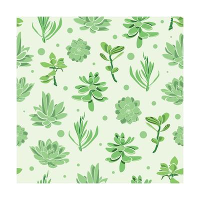 400x400 Vector Succulent Garden Seamless Pattern Background Art Print