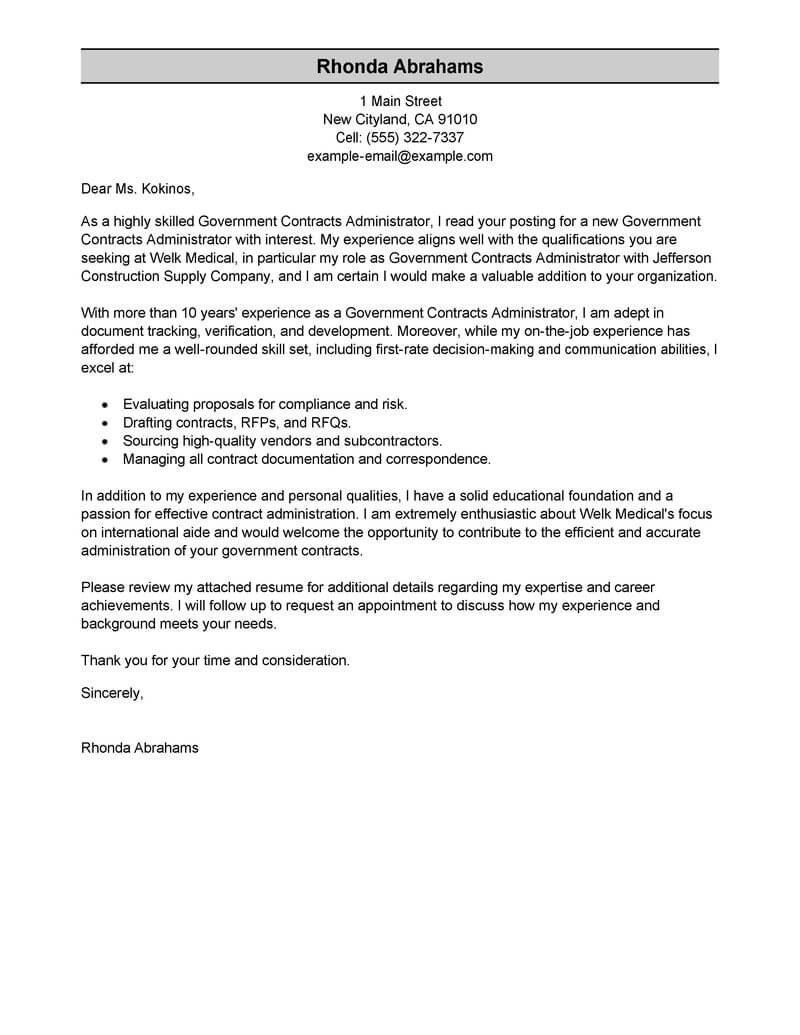 800x1035 Best Government Military Cover Letter Examples Livecareer