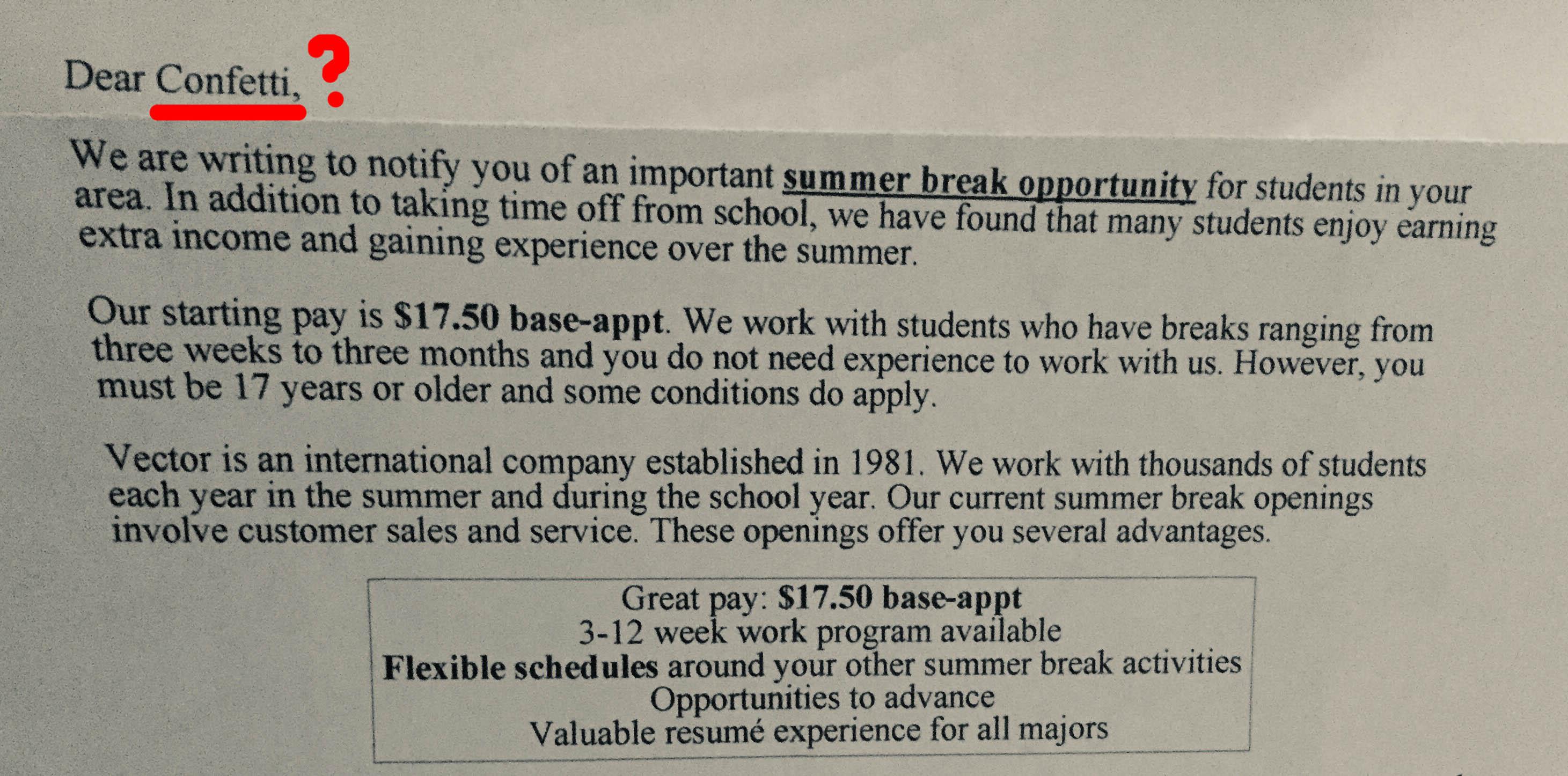 2922x1446 Vector Marketing Sent A Summer Job Offer To My Cat Antimlm