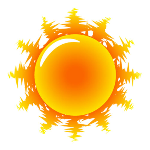 500x500 Painted Red Sun Vector Icon
