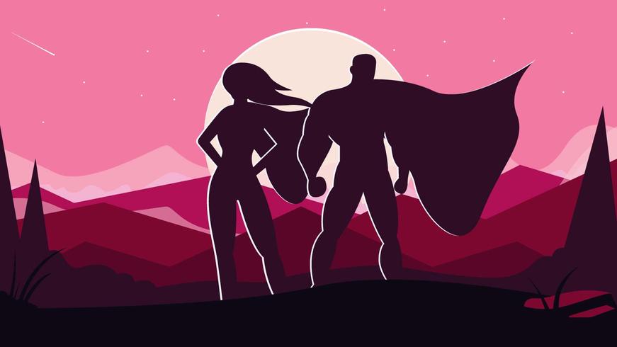871x490 Superwoman And Superman Vector