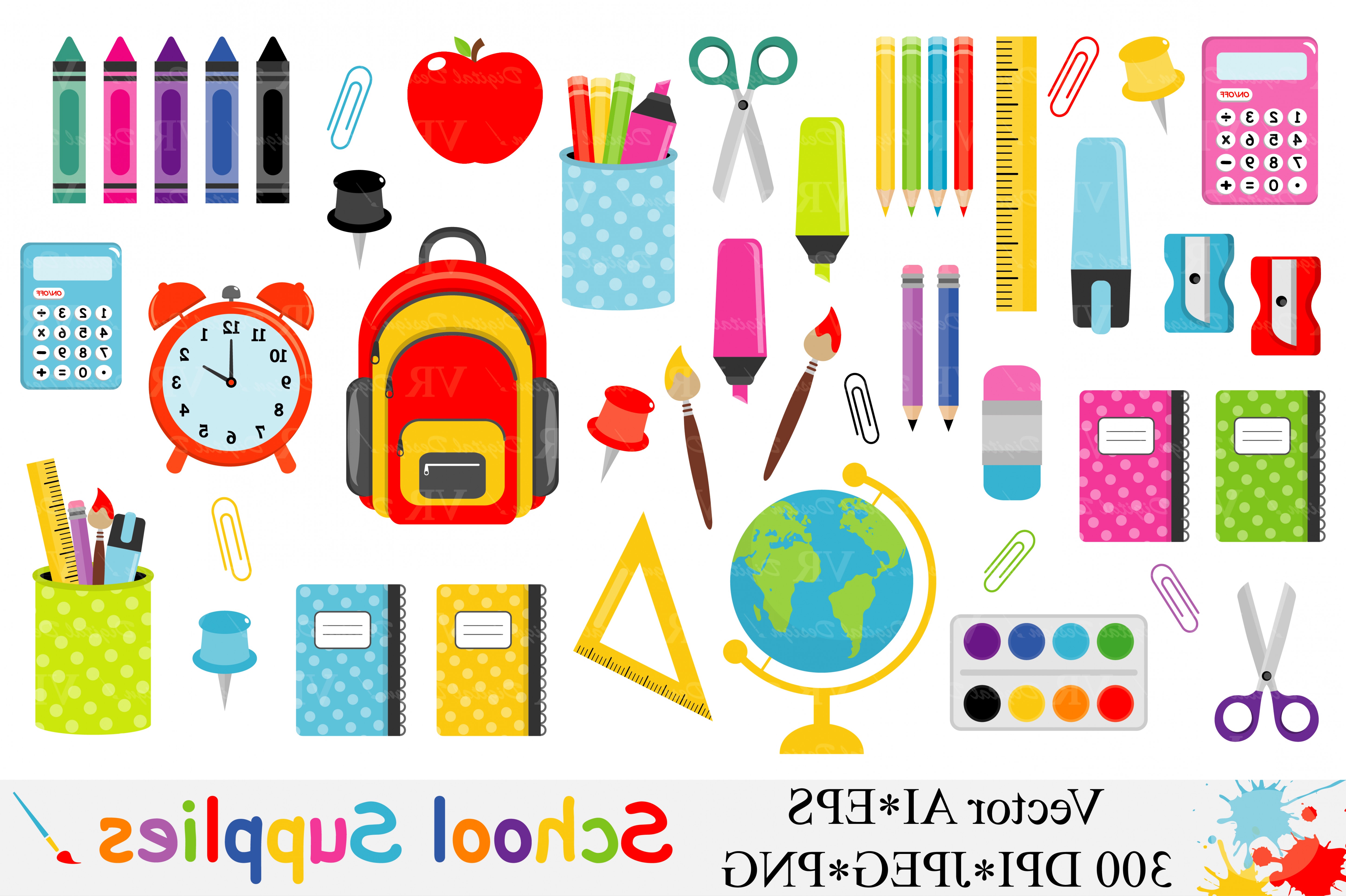 5799x3860 School Supplies Clipart Back To School Vector Handandbeak