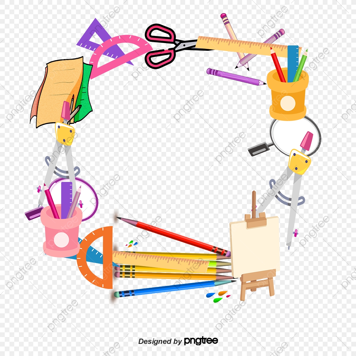 1200x1200 School Supplies Vector Border, School Vector, Border Vector