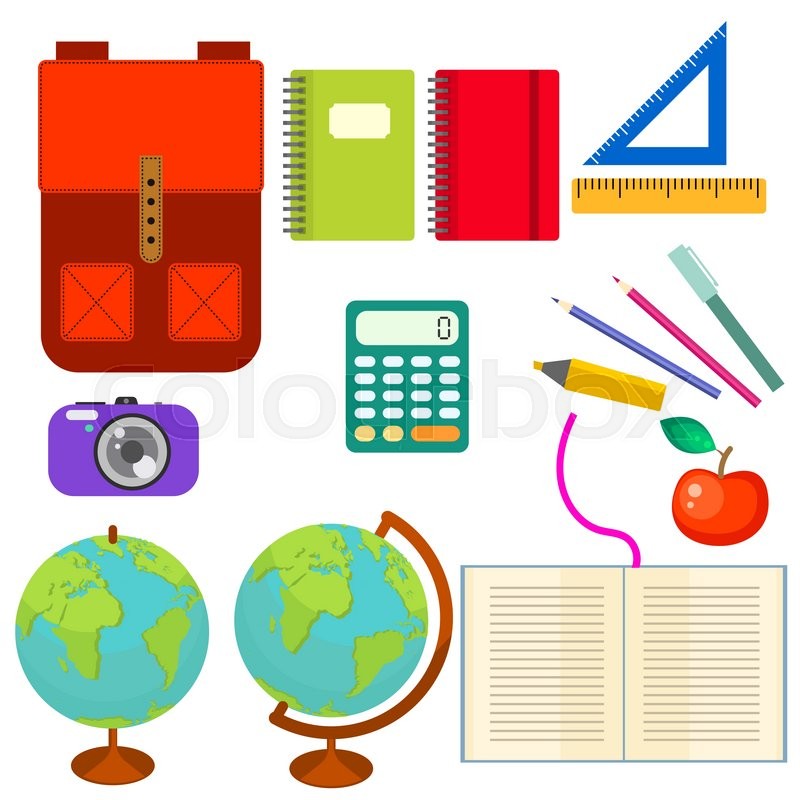 800x800 School Supplies Vector Clip Art Stock Vector Colourbox