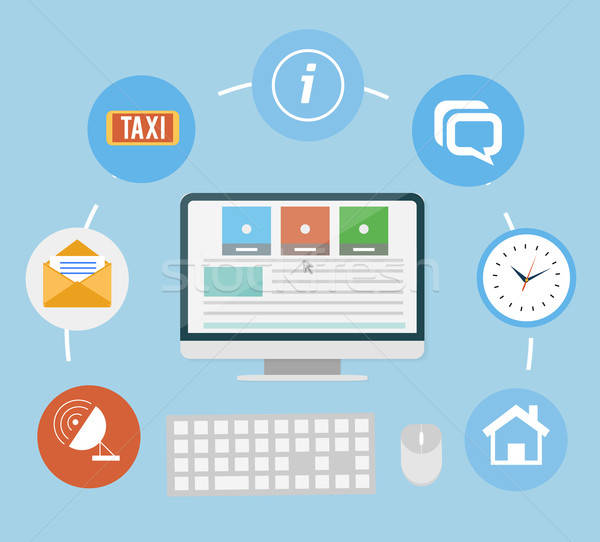 600x542 Support Concept With Different Item Icons Vector Illustration