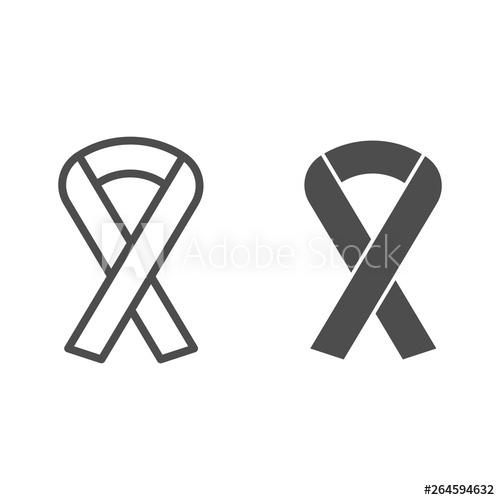 500x500 Ribbon Support Line And Glyph Icon Charity Vector Illustration