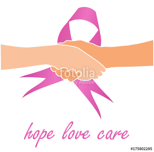 500x492 Support For Breast Cancer Sufferers Pink Ribbon With Quote Stock