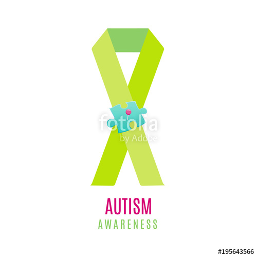 500x500 Autism Awareness Poster With A Puzzle Piece Pinned To A Ribbon