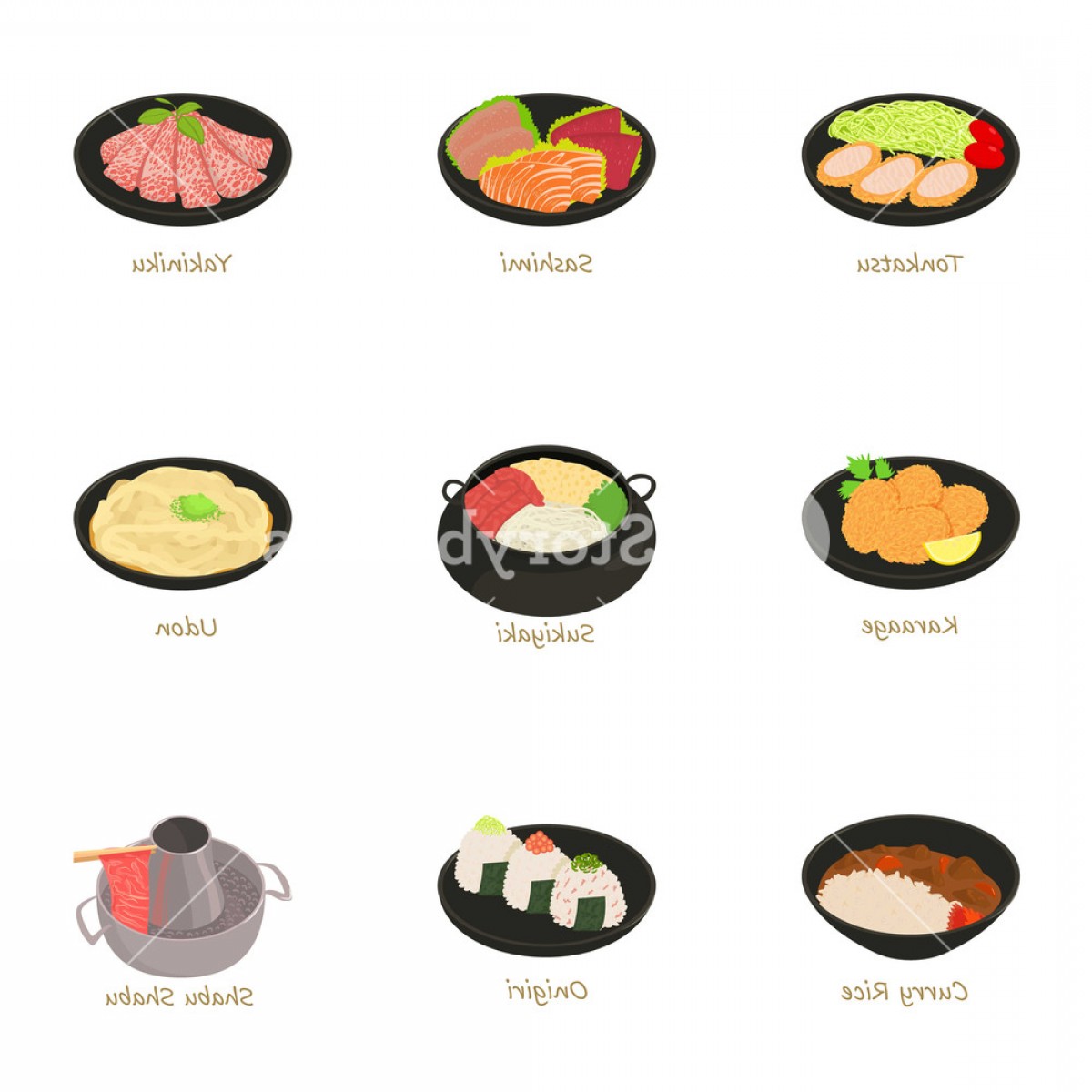 1200x1200 Sushi Icons Set Cartoon Set Of Sushi Vector Icons For Web Isolated