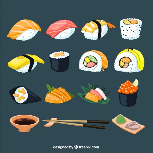 626x626 Sushi Collection Vector Free Download