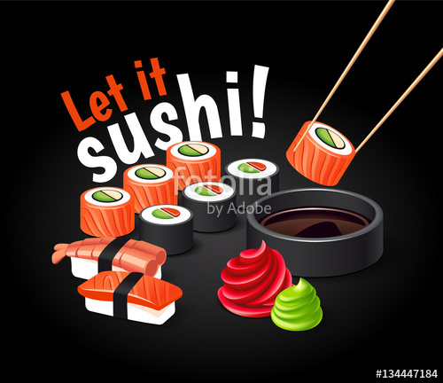 500x432 Vector Sushi Illustration With Realistic Effect Japanese Food