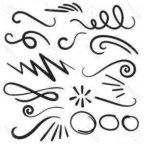 300x300 Photostock Vector Swoosh Curls Swash Swish With Scribbles