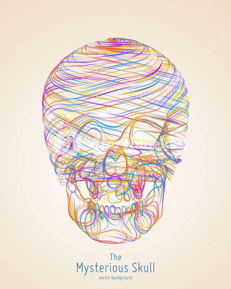 Vector Colorful Skull Constructed With Bright Lines Conceptual 800x1000 Vector Colorful Skull Constructed With Bright Lines Conceptual