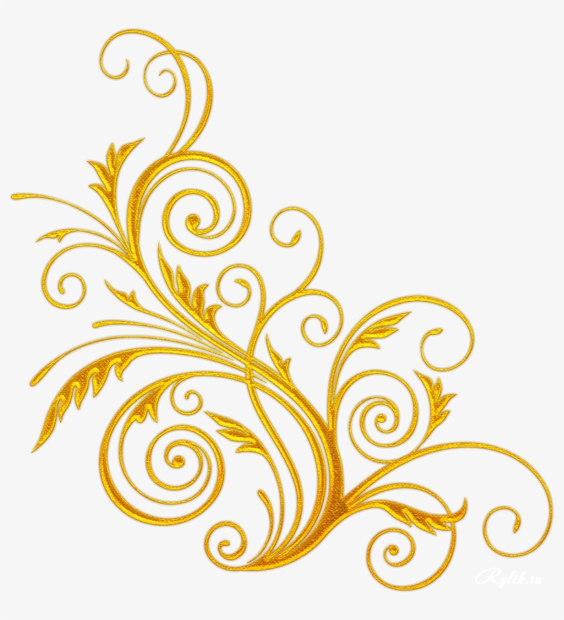 820x902 Golden Vector Swirl Png