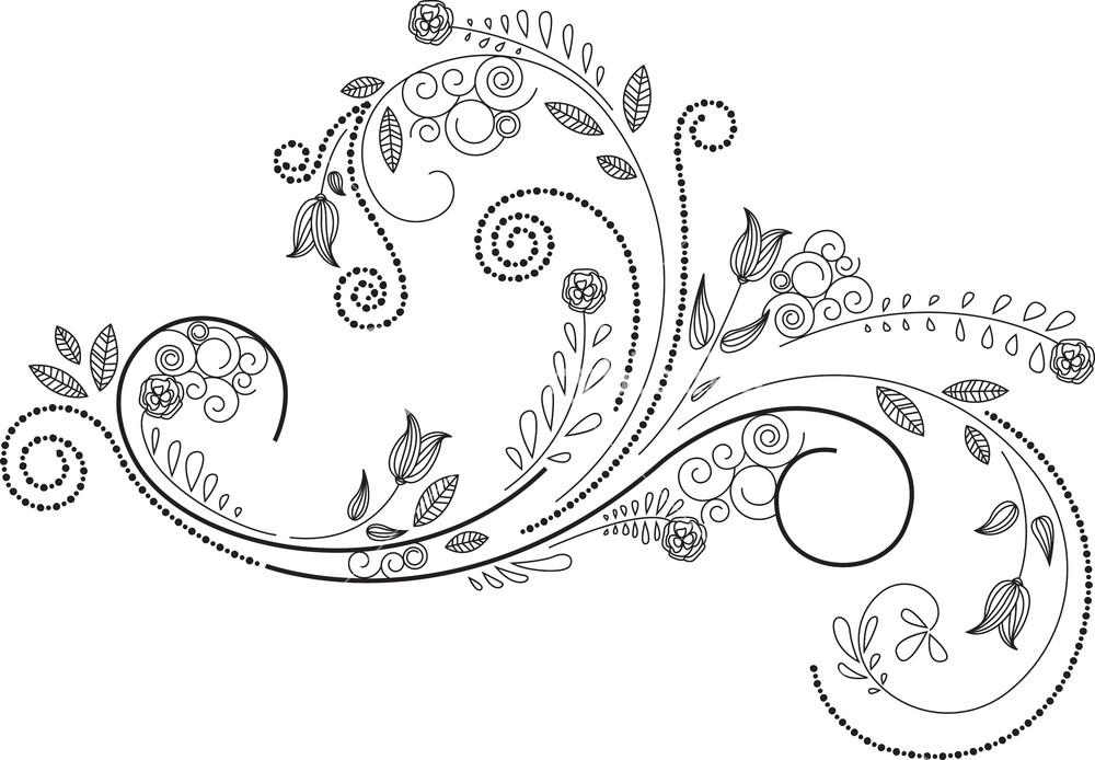 1000x694 Floral Swirl Vector Element Royalty Free Stock Image