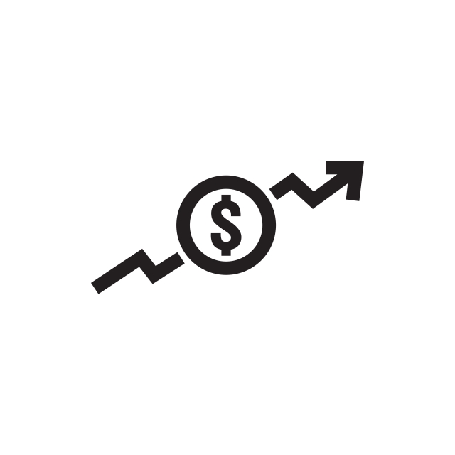 640x640 Dollar Increase Icon Money Symbol With Arrow Stretching Rising Up