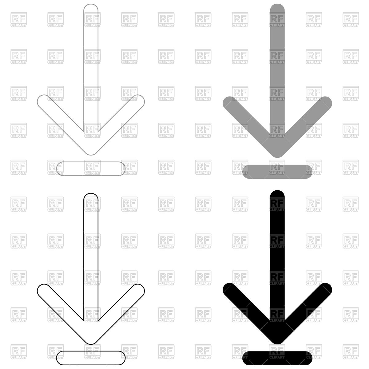 1200x1200 Down Arrow Symbol Black And Grey Color Set Icon Vector Image