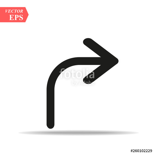 500x500 Right Arrow Curved Icon Vector Isolated On White Background, Logo
