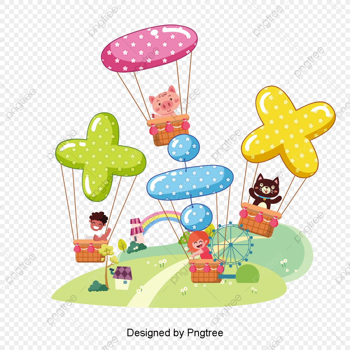 1200x1200 Cartoon Vector Material, Mathematics Symbol, Math, Hot Air Balloon