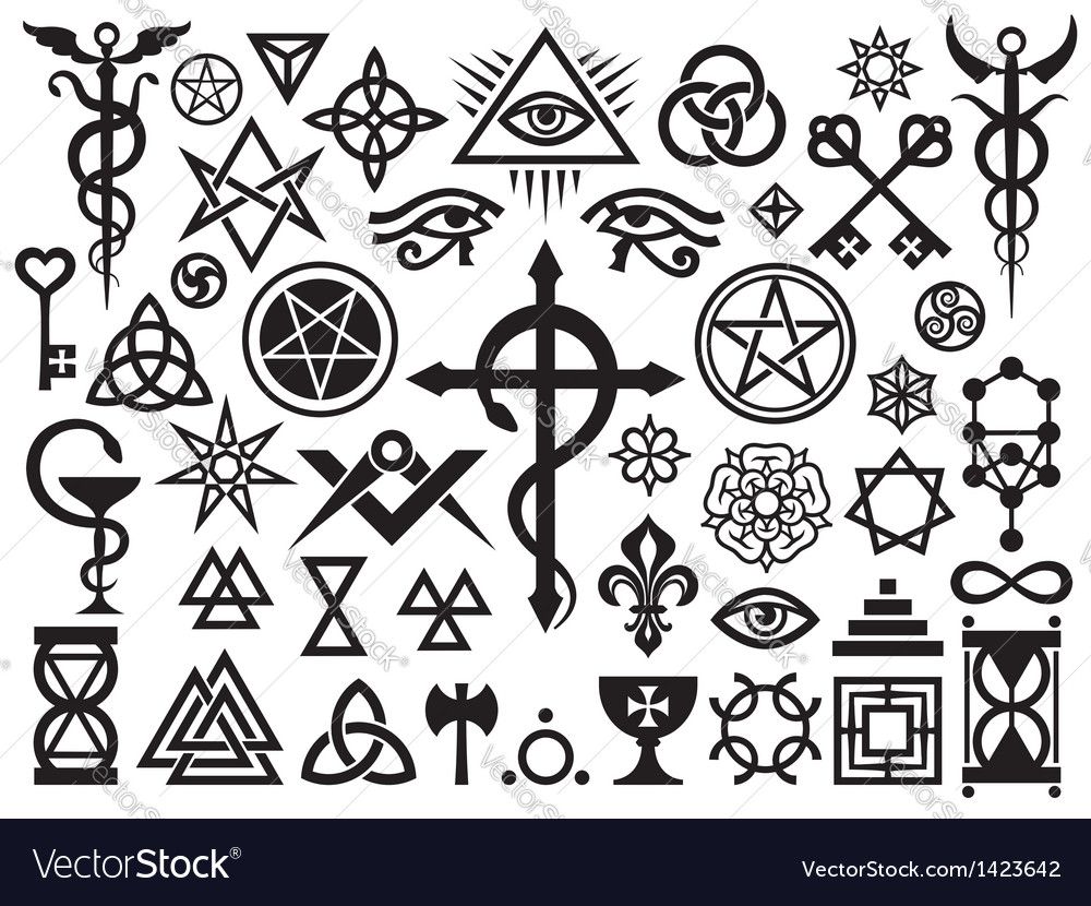 1000x830 Medieval Occult Signs And Magic Stamps Royalty Free Vector