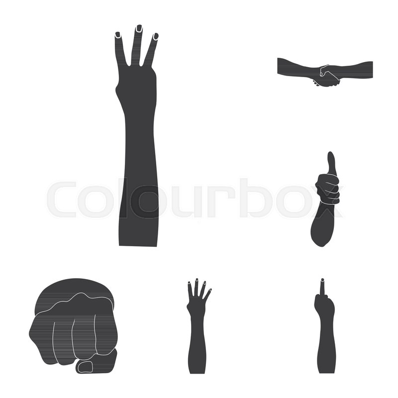 800x800 Gestures And Their Meaning Black Icons Stock Vector Colourbox