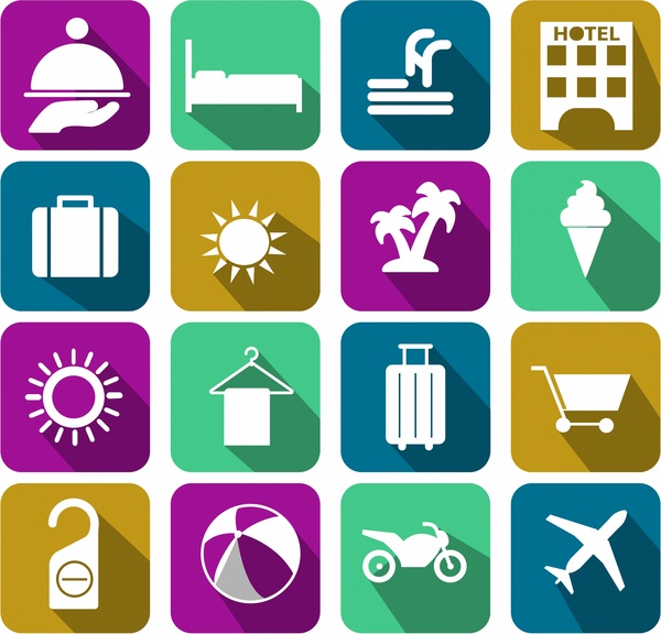 600x576 Travel Icons Collection Isolated With Various Sketch Symbols Free