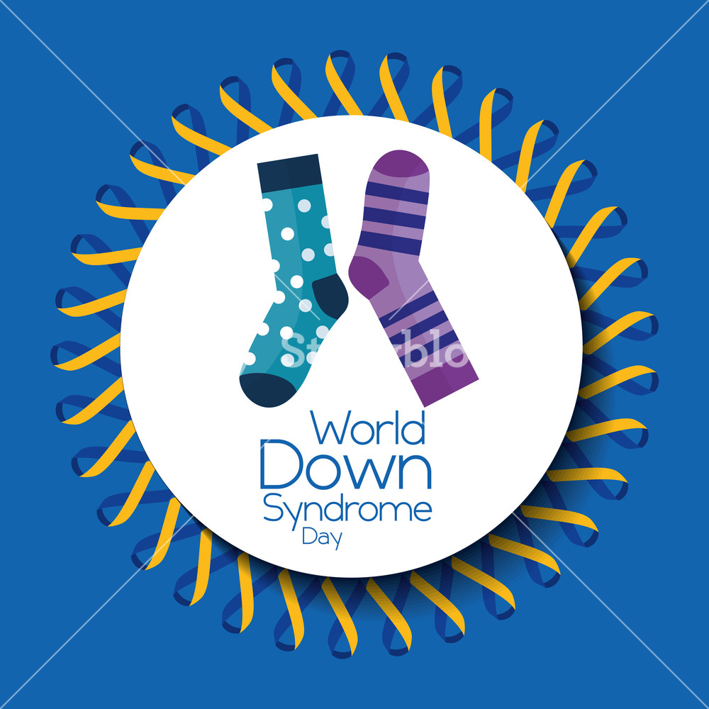 1000x1000 World Down Syndrome Day Banner Ribbon Frame Circle Socks