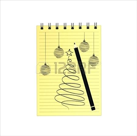 450x445 Realistic Opened Notebook Template With Tree And Ball Pencil